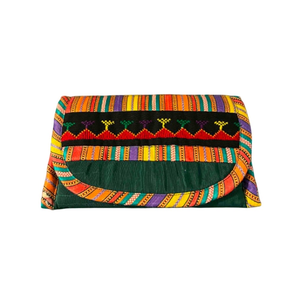 El Burgan LinaLama Design Clutch Purse Womens Multicolor Woven Embroidered Boho